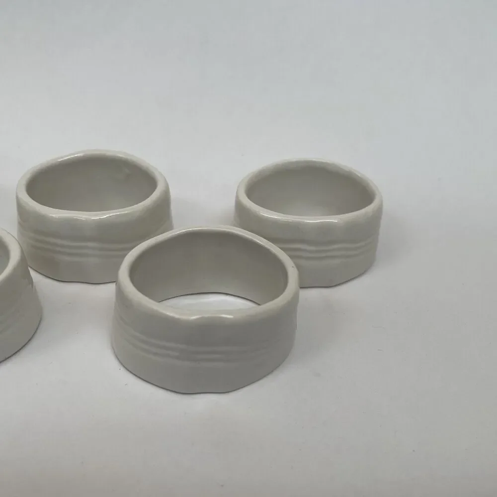 Napkin‎ Rings All White Lot of 6